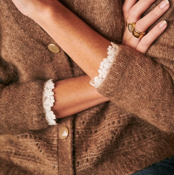 Sezane charles jumper cardigan taupe - Picture 5 of 9